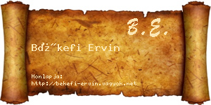 Békefi Ervin névjegykártya